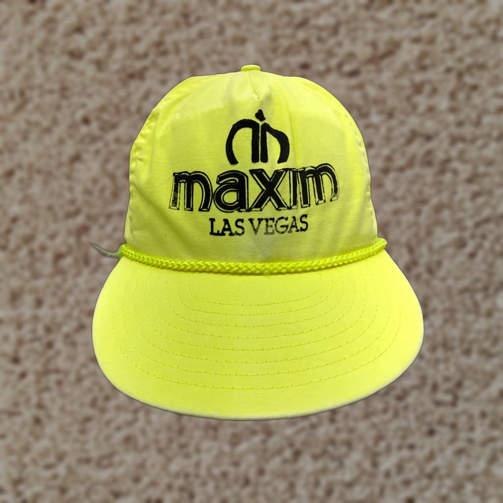 Vintage Maxim Las Vegas Cap Snapback One Size Neon Green Nylon Baseball Hat 90s Casual Mens Size ONE SIZE - 1 Thumbnail