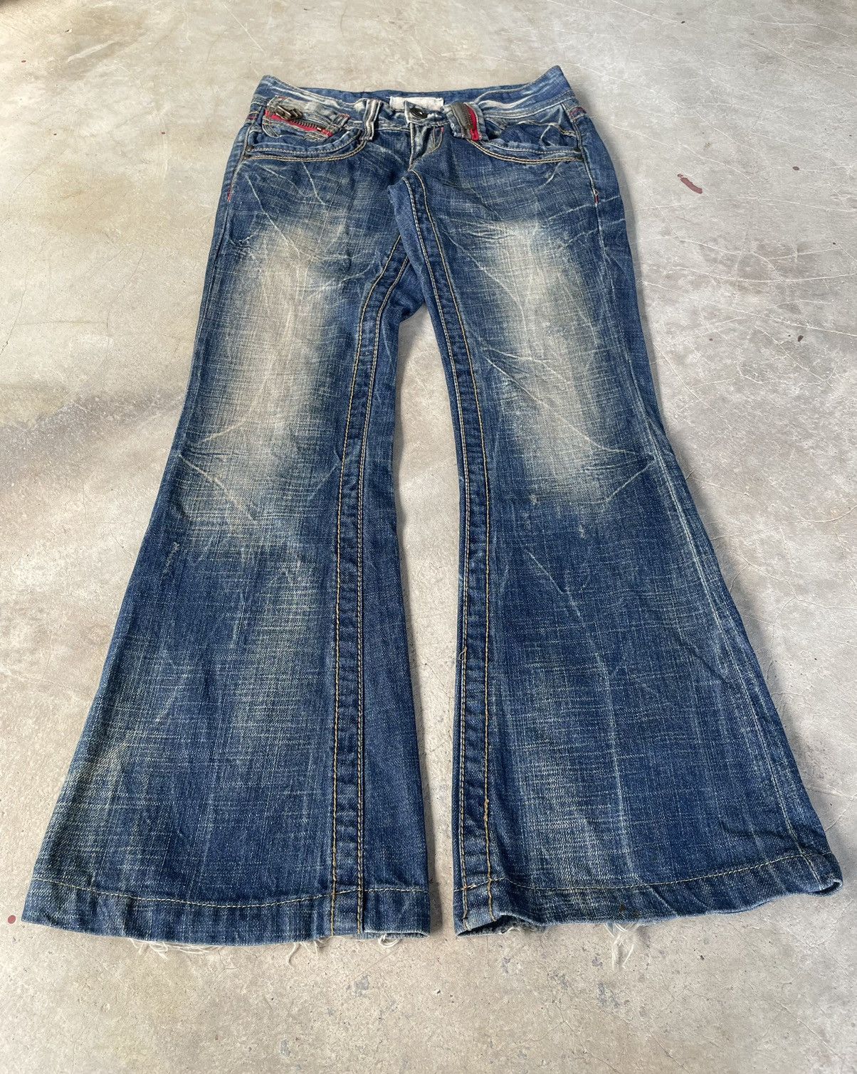 Hysteric Glamour 🇯🇵 LOLITA Flare Bootcut Mudwash Distressed Exotic Denim Jeans Size 29" - 1 Thumbnail