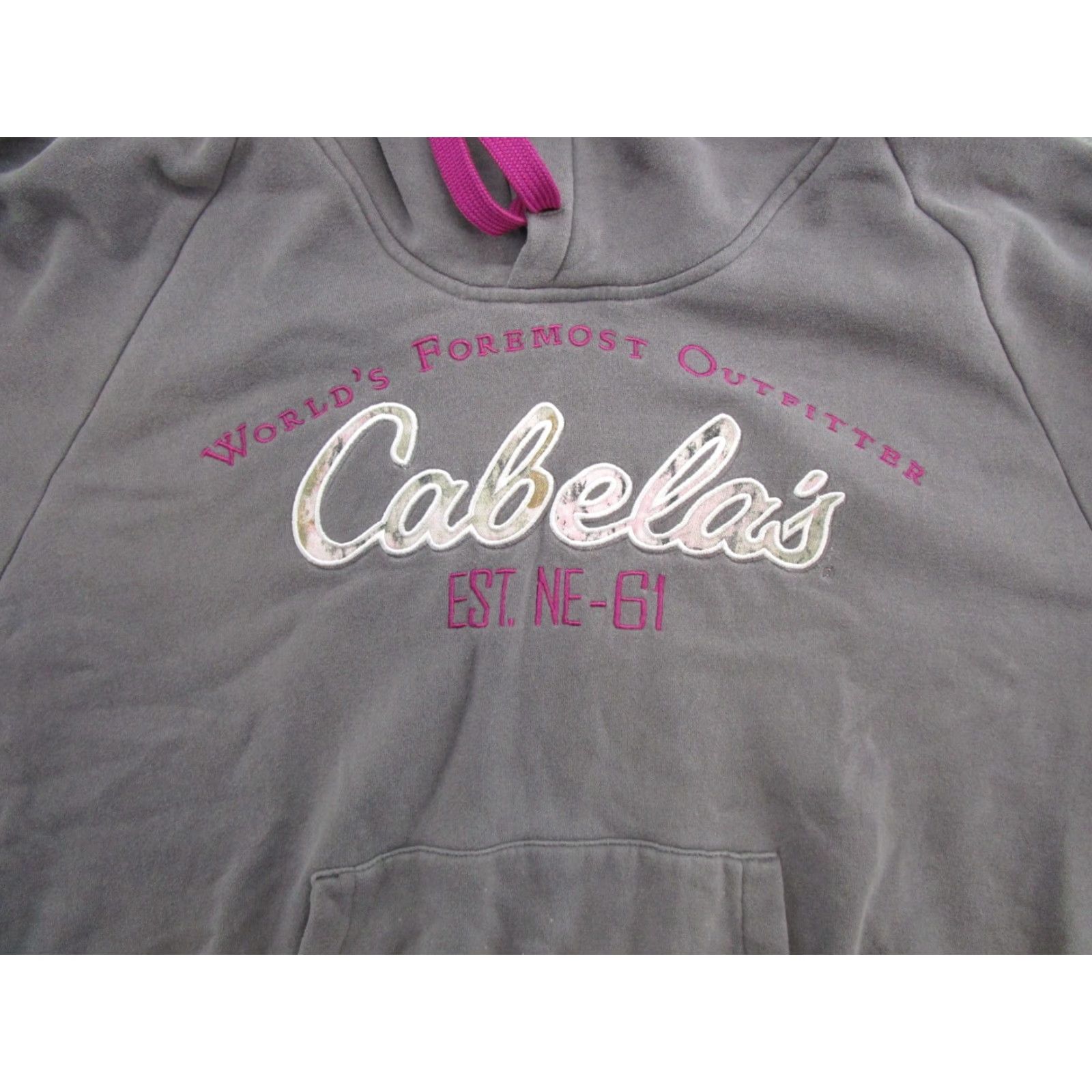 Vintage Cabela's Womens Hoodie Pullover Sweatshirt XL Pink Embroidered Gray Size XL / US 12-14 / IT 48-50 - 2 Thumbnail