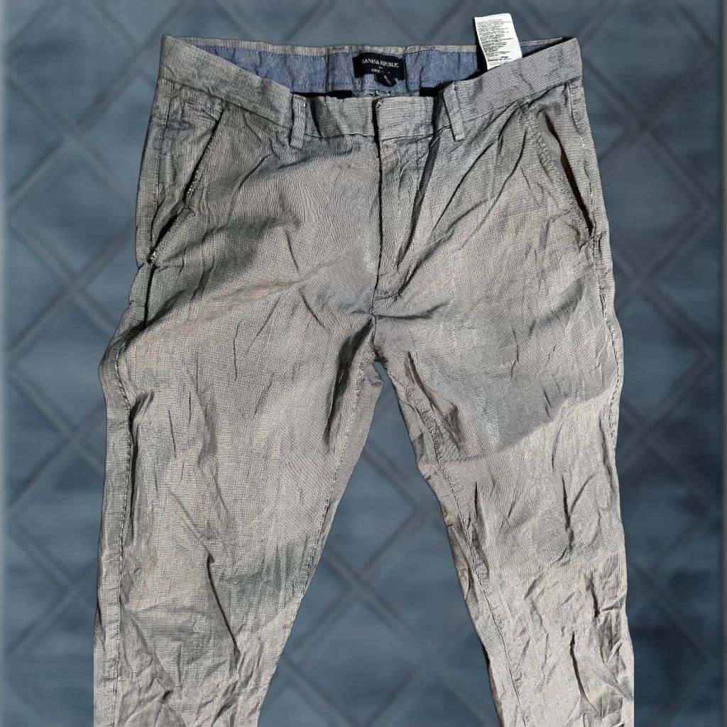 Banana Republic Banana Republic Kentfield Pant Chino Straight Fit 32x32 Gray Plaid Men's Regular Pants Size US 32 / EU 48 - 1 Thumbnail