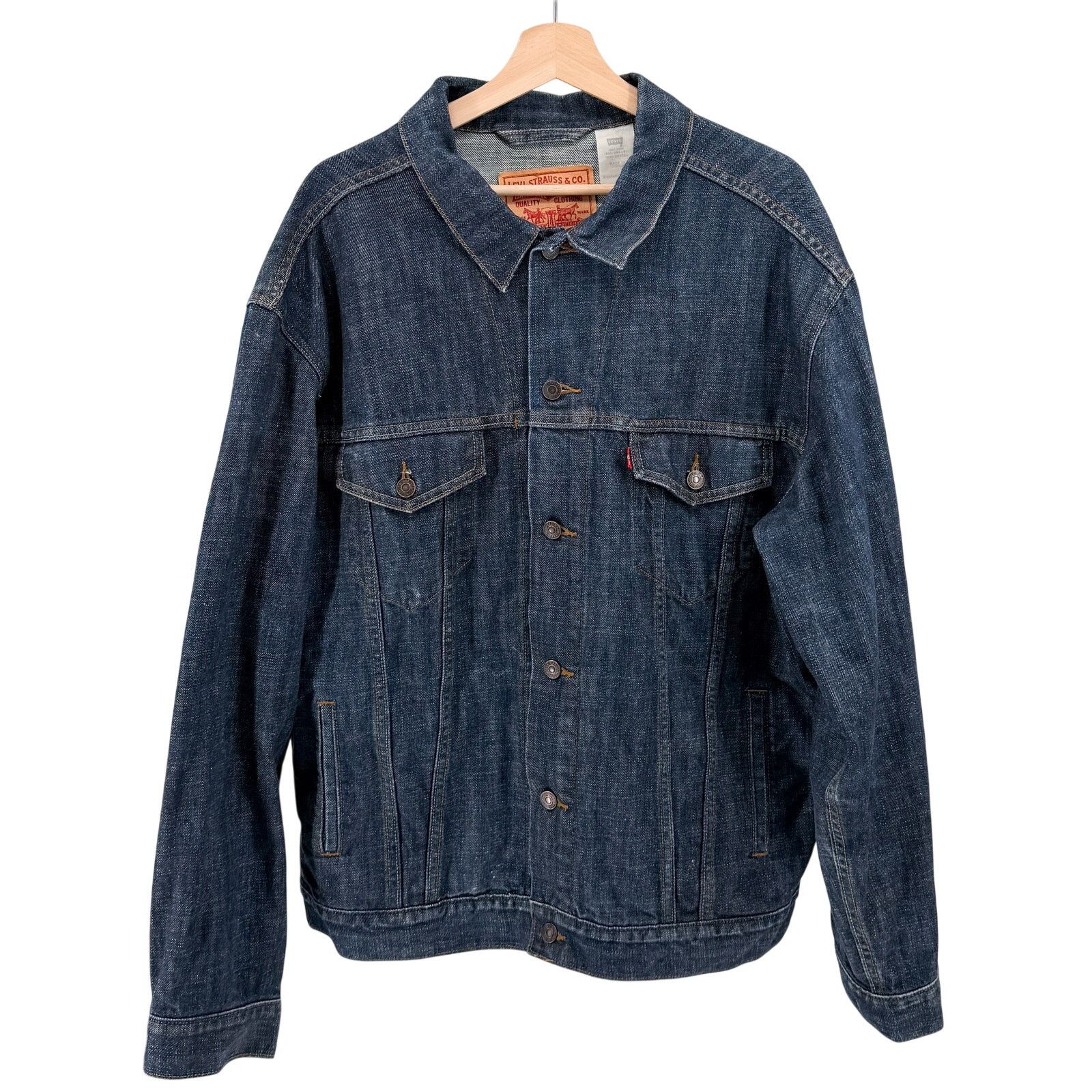 Levi's Levi's Dark Blue 100% Cotton Casual Oversized Trucker Jacket Size US XL / EU 56 / 4 - 1 Thumbnail