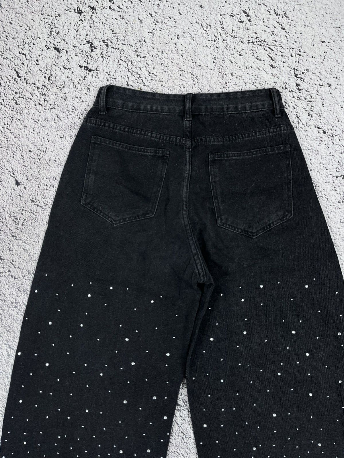 Japanese Brand Japanese Y2K Rhinestone Baggy Jeans Black Wide Leg Denim Size 30" / US 8 / IT 44 - 9 Thumbnail