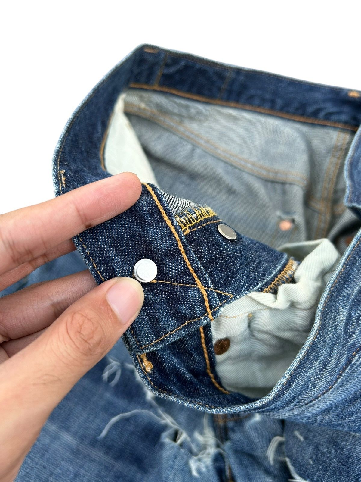 Kapital Thrashed Levis 501XX Big E Selvedge Distressed Denim Jeans Size US 35 - 7 Thumbnail