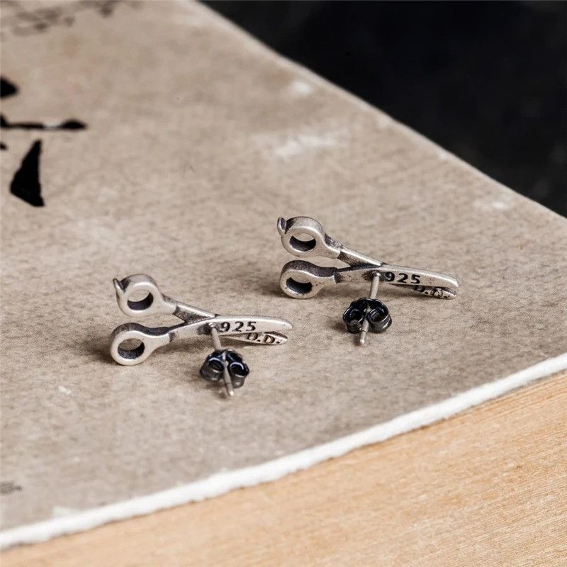 Jewelry Scissors Stud Earrings 925 Sterling Silver Ear Jewelry Gift Size ONE SIZE - 5 Thumbnail