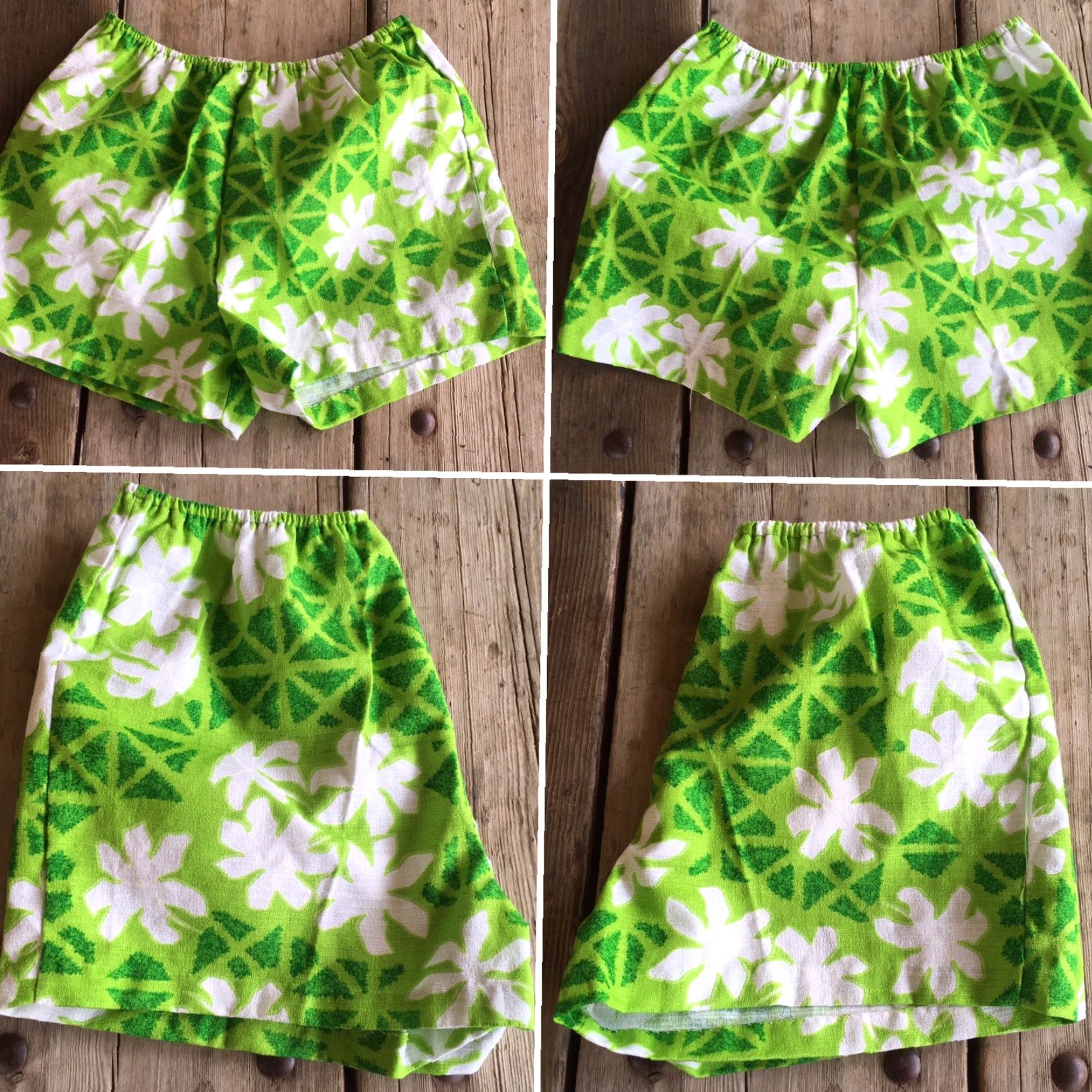 ALOHAS Vintage Hawaiian Shorts Green White Polynesian Floral Tiki Aloha Size 12 Small Size 34" / US 12 / IT 48 - 5 Thumbnail