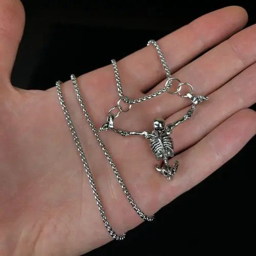 VIBE Skeleton Skull Necklace Punk Chain Size ONE SIZE - 2 Thumbnail