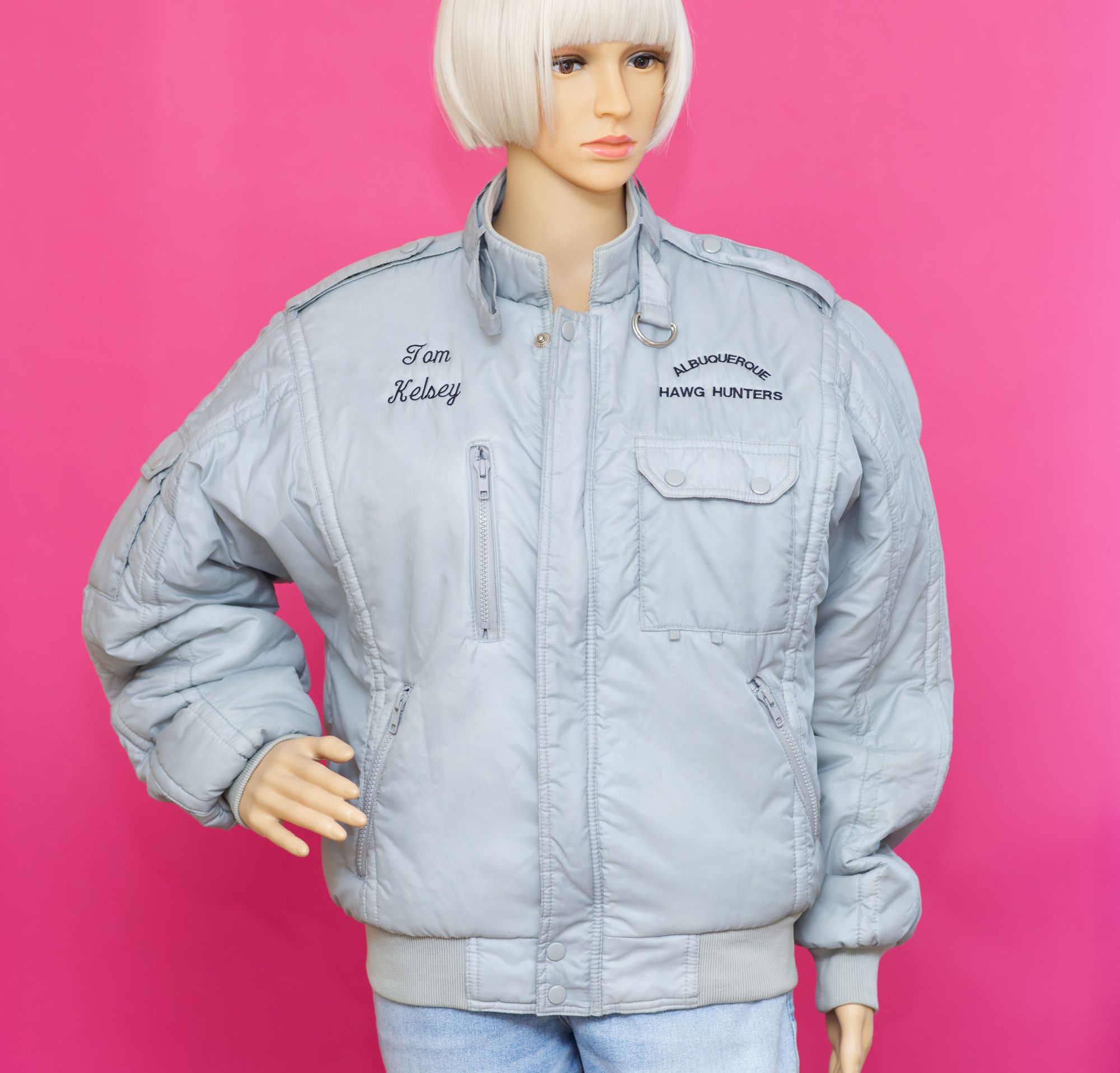 Other Vintage 1980s Embroidered Gray Bomber Jacket | Medium Size US M / EU 48-50 / 2 - 7 Thumbnail