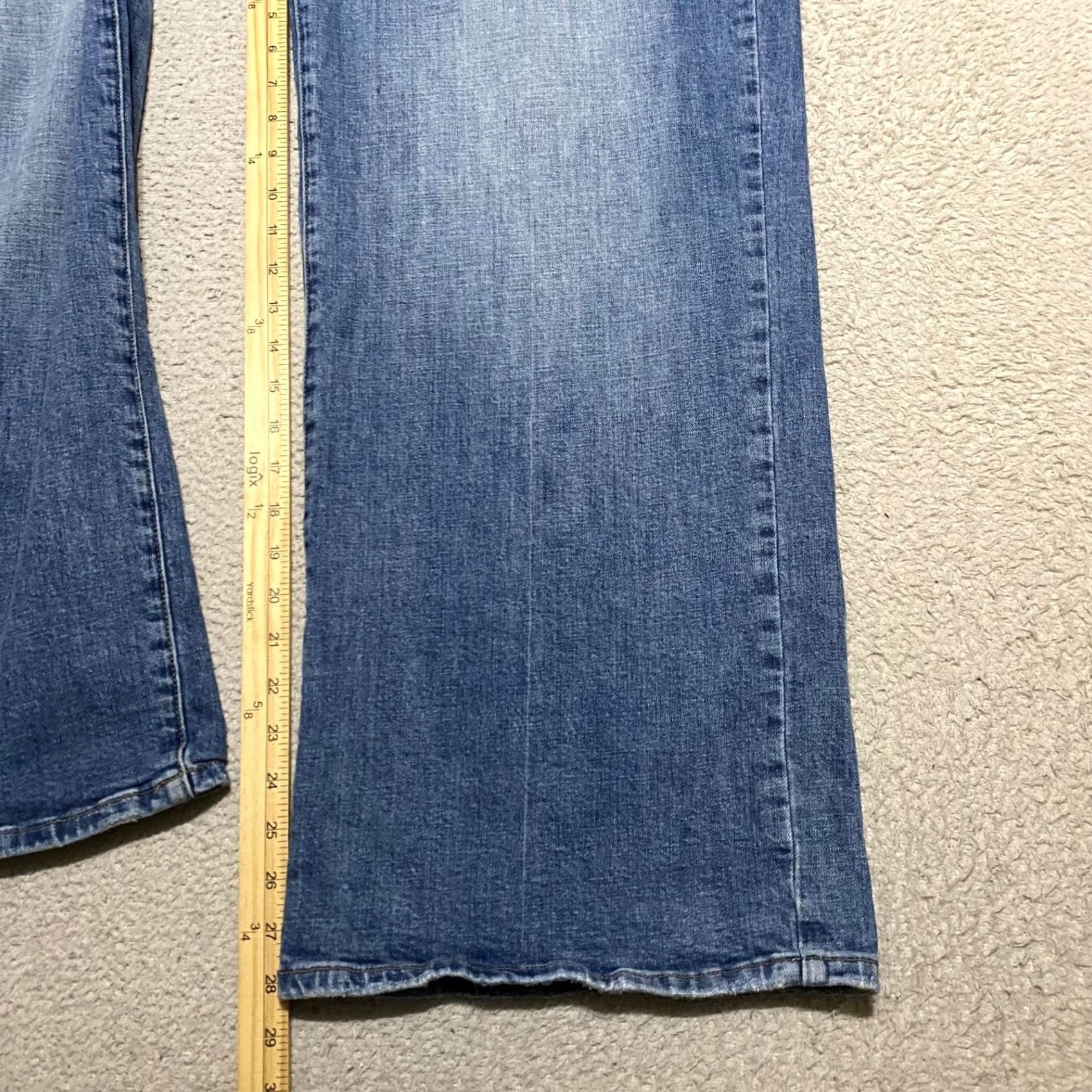 Madison Oliver Logan Madison Wide Leg Jeans sz 33 Blue Denim Medium Wash Weomens Size 27" / US 4 / IT 40 - 7 Thumbnail