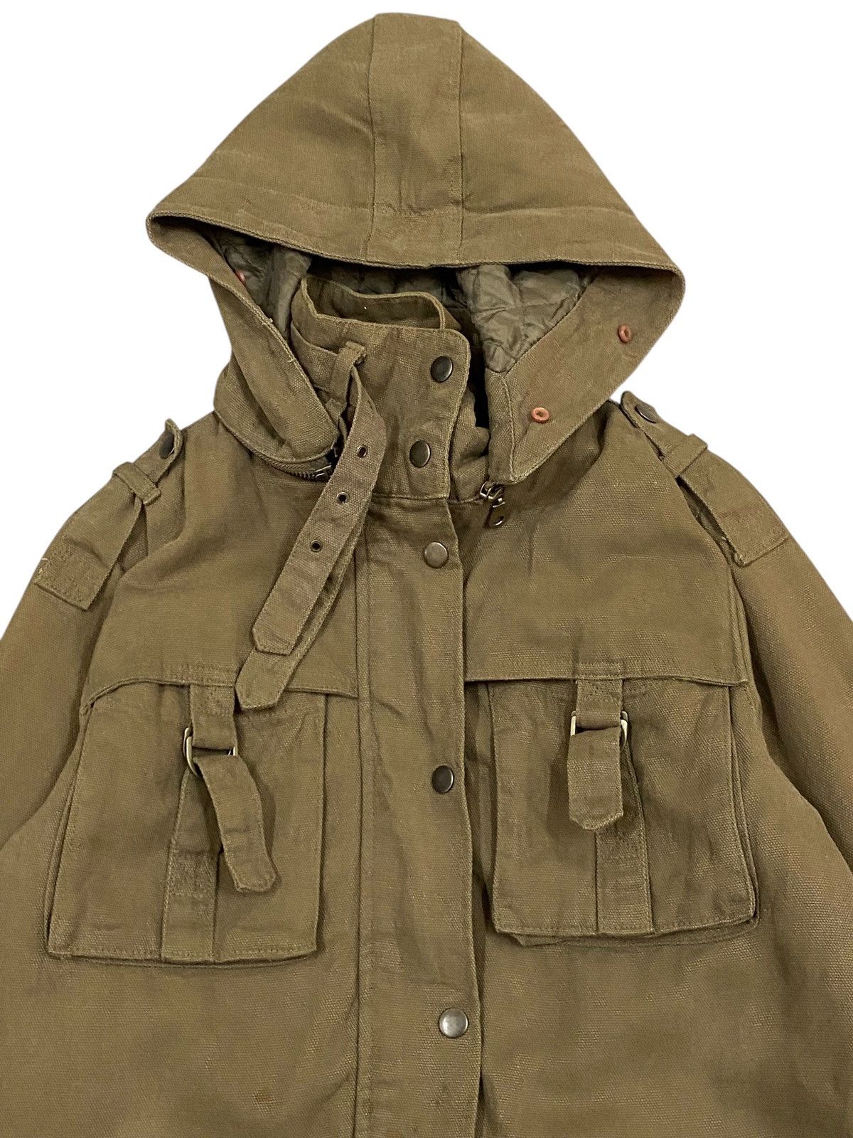 Japanese Brand × Vintage Men’s Olive Military Parka Jacket Hood & Multiple Pockets Size US S / EU 44-46 / 1 - 3 Thumbnail