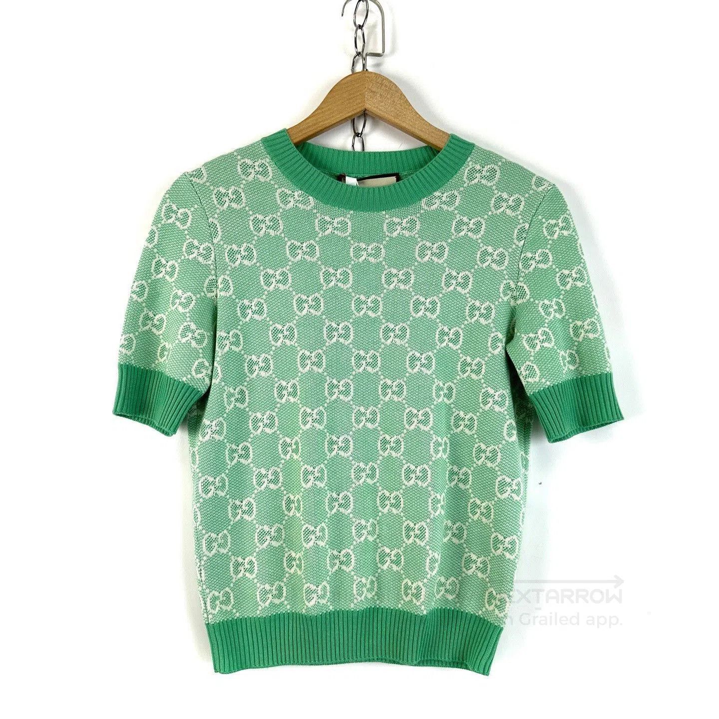 Gucci Gucci Classic Green Double G Monogram Knit Short Sleeve. Size S / US 4 / IT 40 - 1 Thumbnail