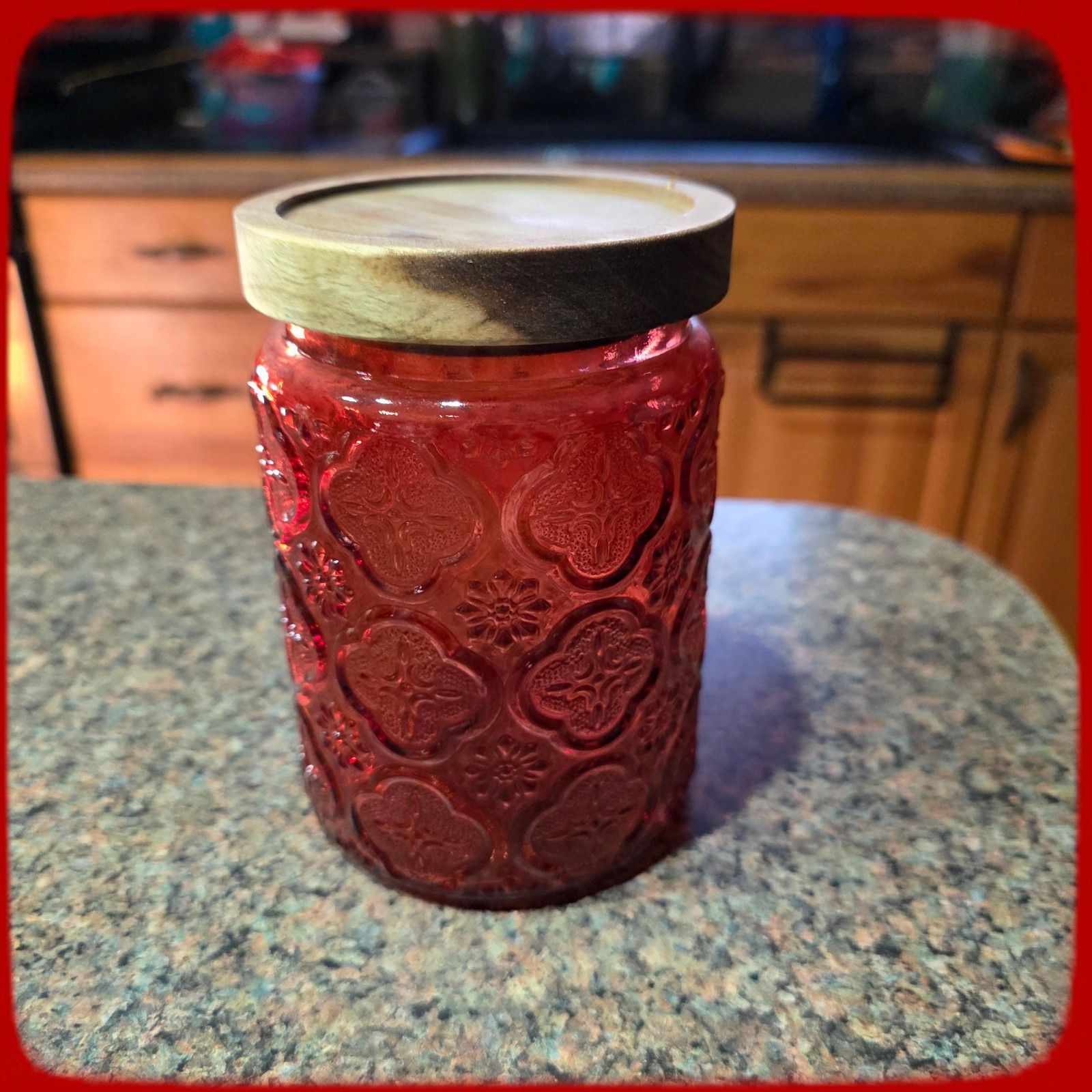 Other Textured Colored Glass Jar Airtight Wooden Lid, 24 Fl Oz Con Size ONE SIZE - 1 Thumbnail