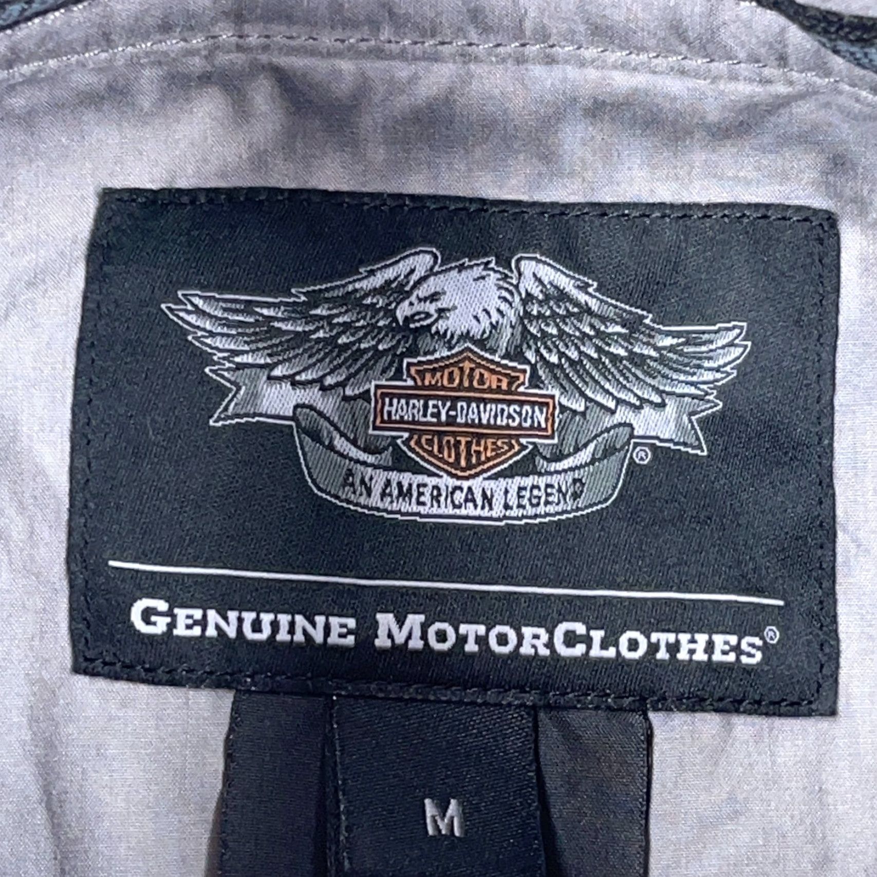 Harley Davidson Harley-Davidson Shirt Men Medium Gray Button Up Biker Winged Skull Y2K Goth Fade Size US M / EU 48-50 / 2 - 6 Thumbnail