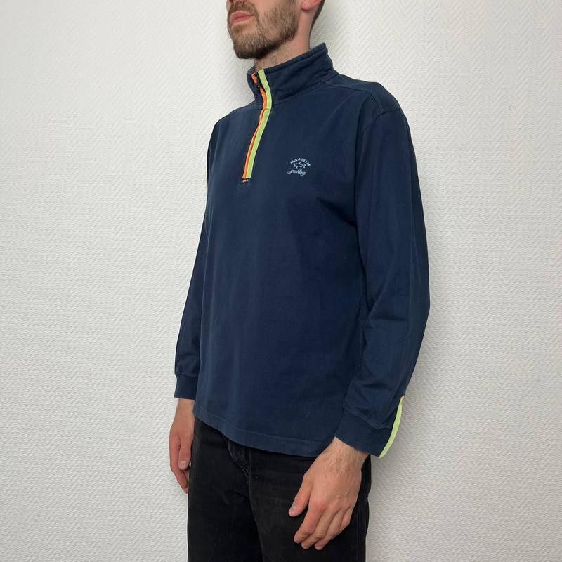 Paul & Shark × Vintage Paul Shark Polo 1/4 Zip Shirt Rugby Cotton Navy Blue Size L Size US L / EU 52-54 / 3 - 8 Thumbnail