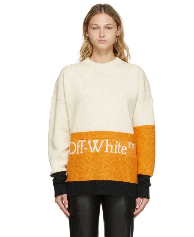 Off-White OFF-WHITE knit color block crewneck wool sweater. Size M. Size US M / EU 48-50 / 2 - 14 Thumbnail