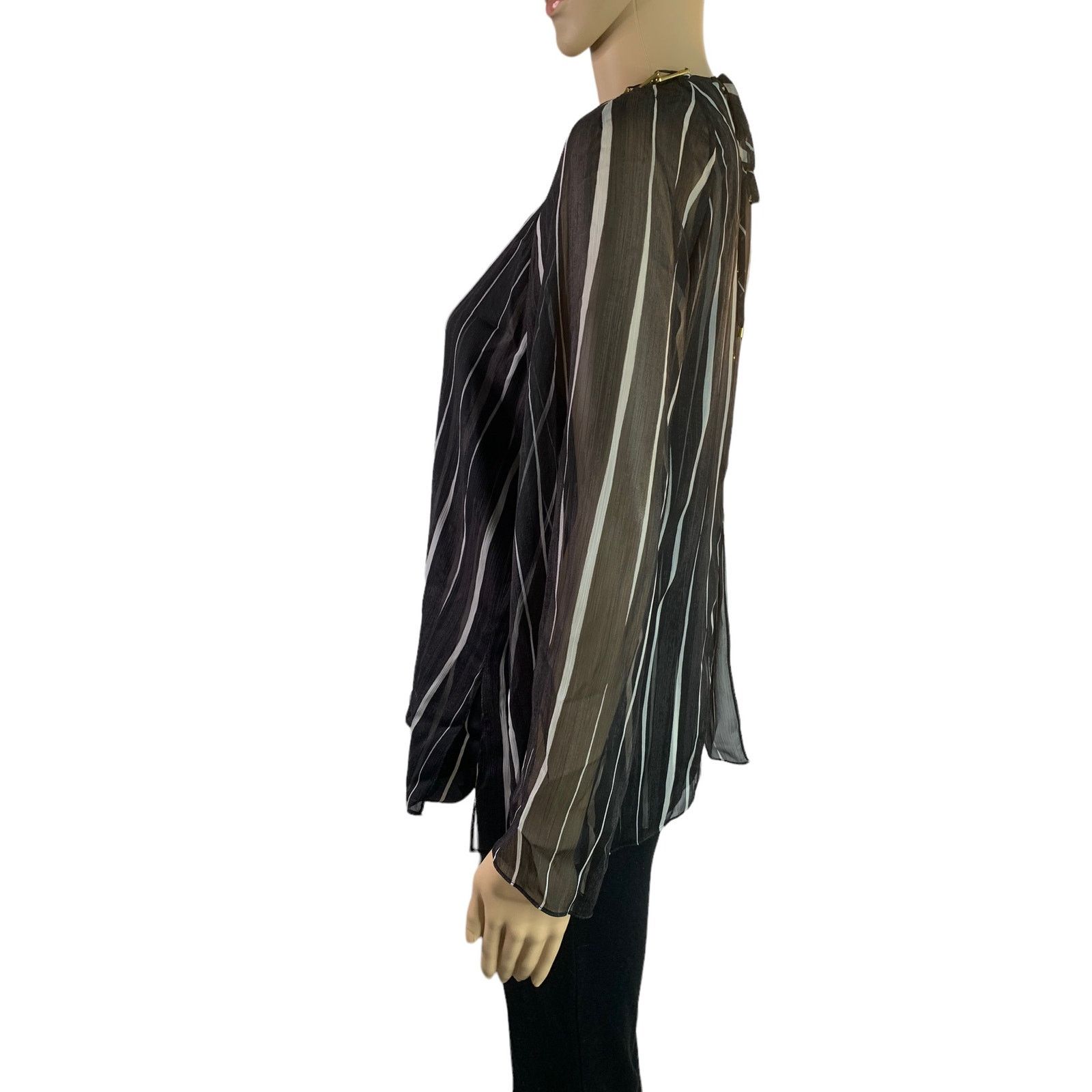 Halston Haltson Womens Sz 6 Top Gold Choker Layered Bell Sleeves Size S / US 4 / IT 40 - 9 Thumbnail