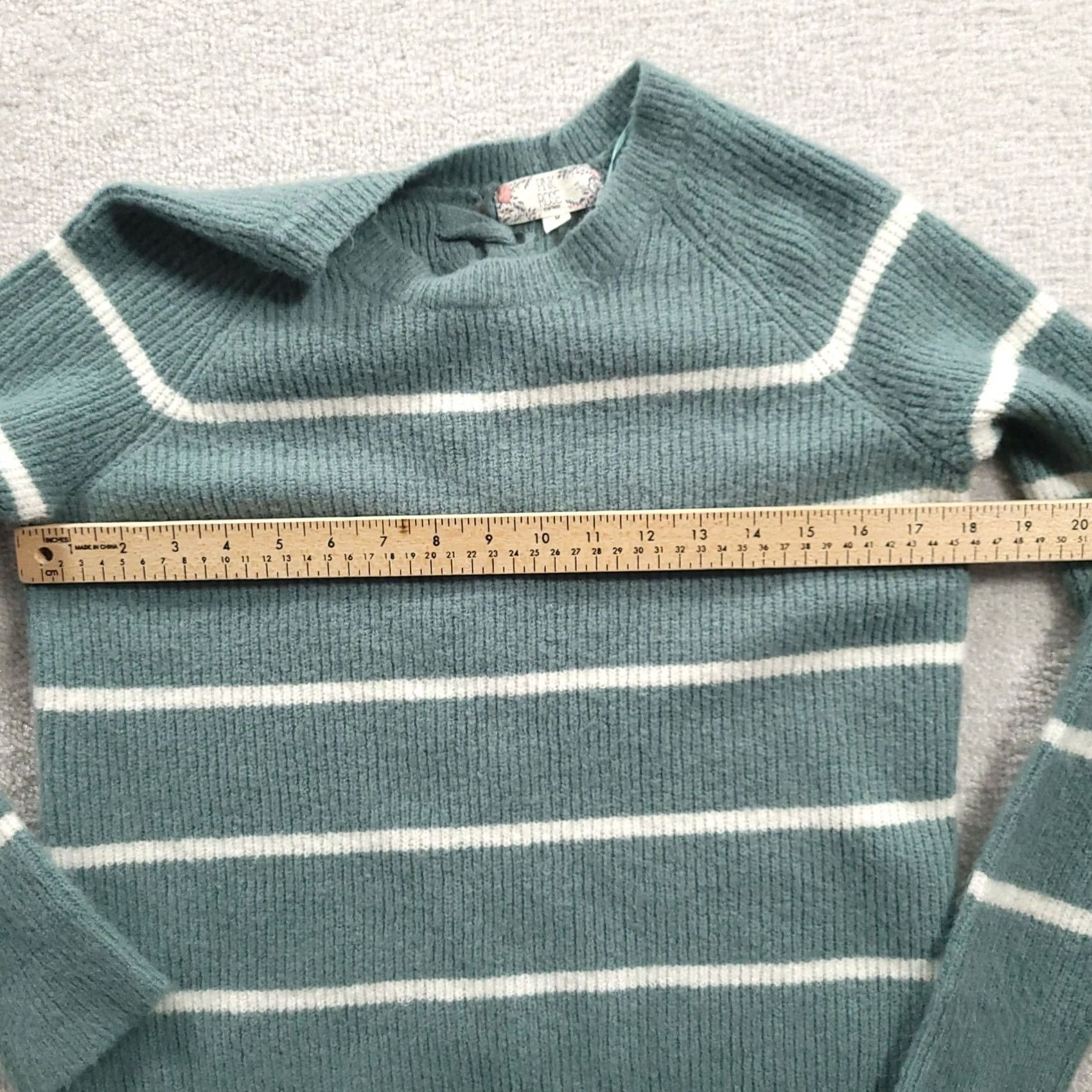 Vintage Pink Rose Sweater Striped Sz. Medium Laced Back Size M / US 6-8 / IT 42-44 - 3 Thumbnail