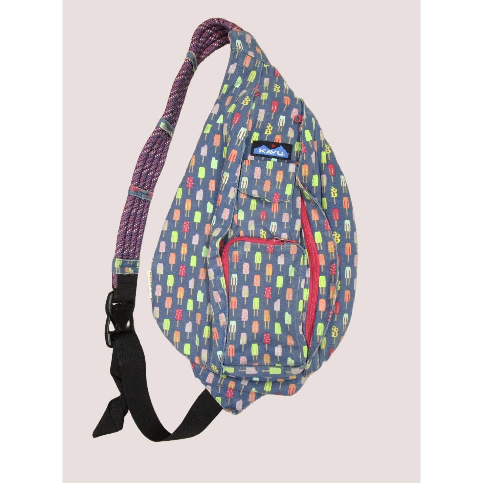 KAVU KAVU Rope Sling Bag Womens Medium Blue Popsicle Print Crossbody Backpack Size ONE SIZE - 1 Thumbnail