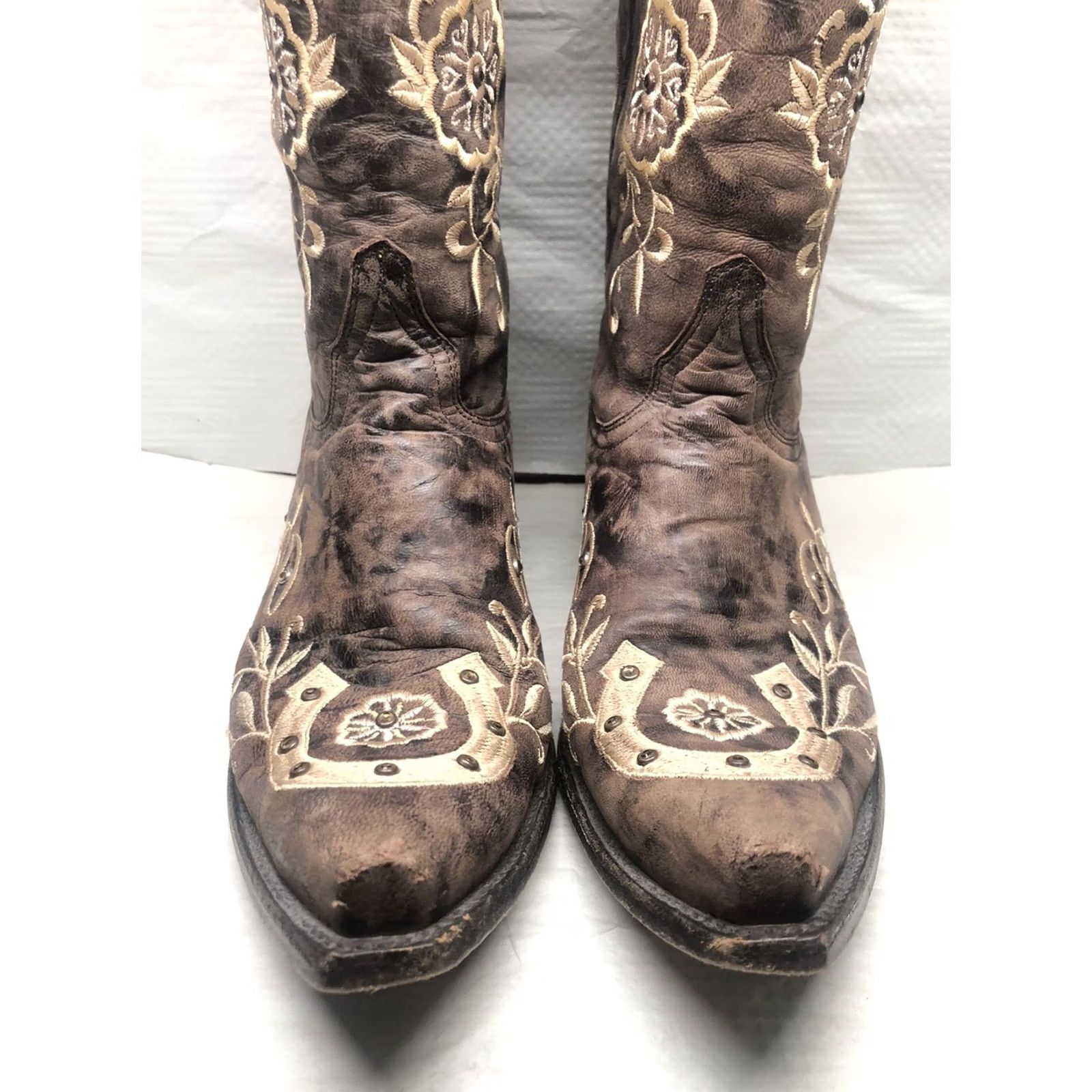 Old Gringo Old Gringo Lucky Horseshoe Cowgirl Boots Women’s 9.5 Chocolate Brown Snip Toe Size US 10 / IT 40 - 4 Thumbnail