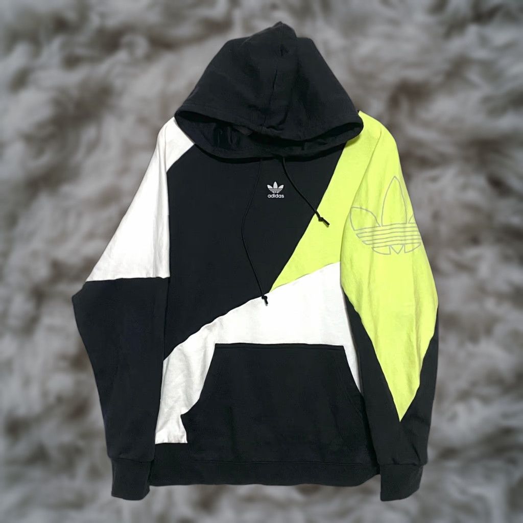 Adidas Adidas Hoodie Color Block Black White Lime Green Y2K Streetwear Loud Womens M Size M / US 6-8 / IT 42-44 - 1 Thumbnail