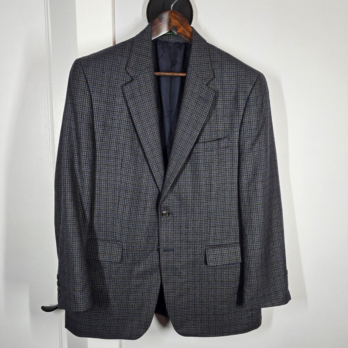Vintage 90s Vtg Marshall Fields Lambs Wool Blazer Gun Club Check 43R Size 44R - 1 Thumbnail