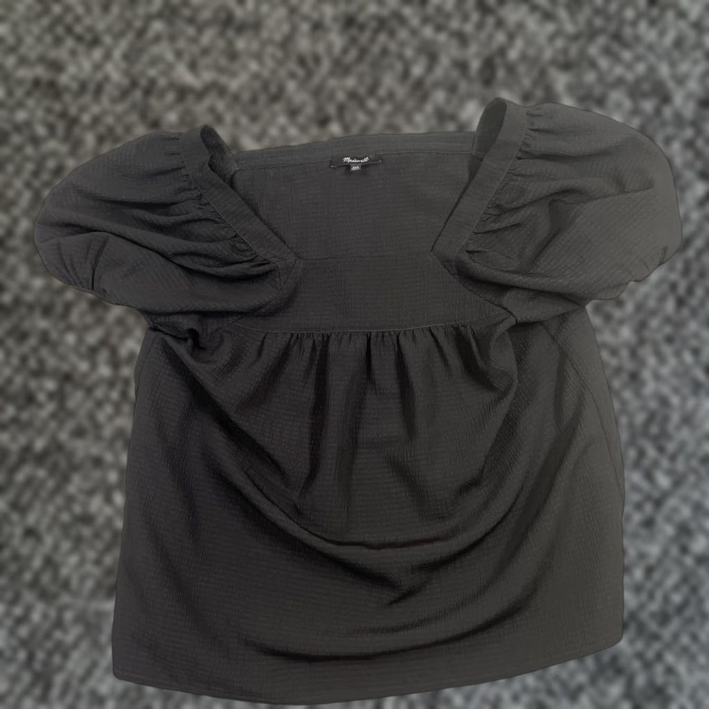Madewell Madewell Texture & Thread Black Stretch Puff Sleeve Peasant Top Boho Size XXS Woman Blouse Cropped Regular 2XS XXS Manuf? Size XXS / US 00 / IT 34 - 1 Thumbnail