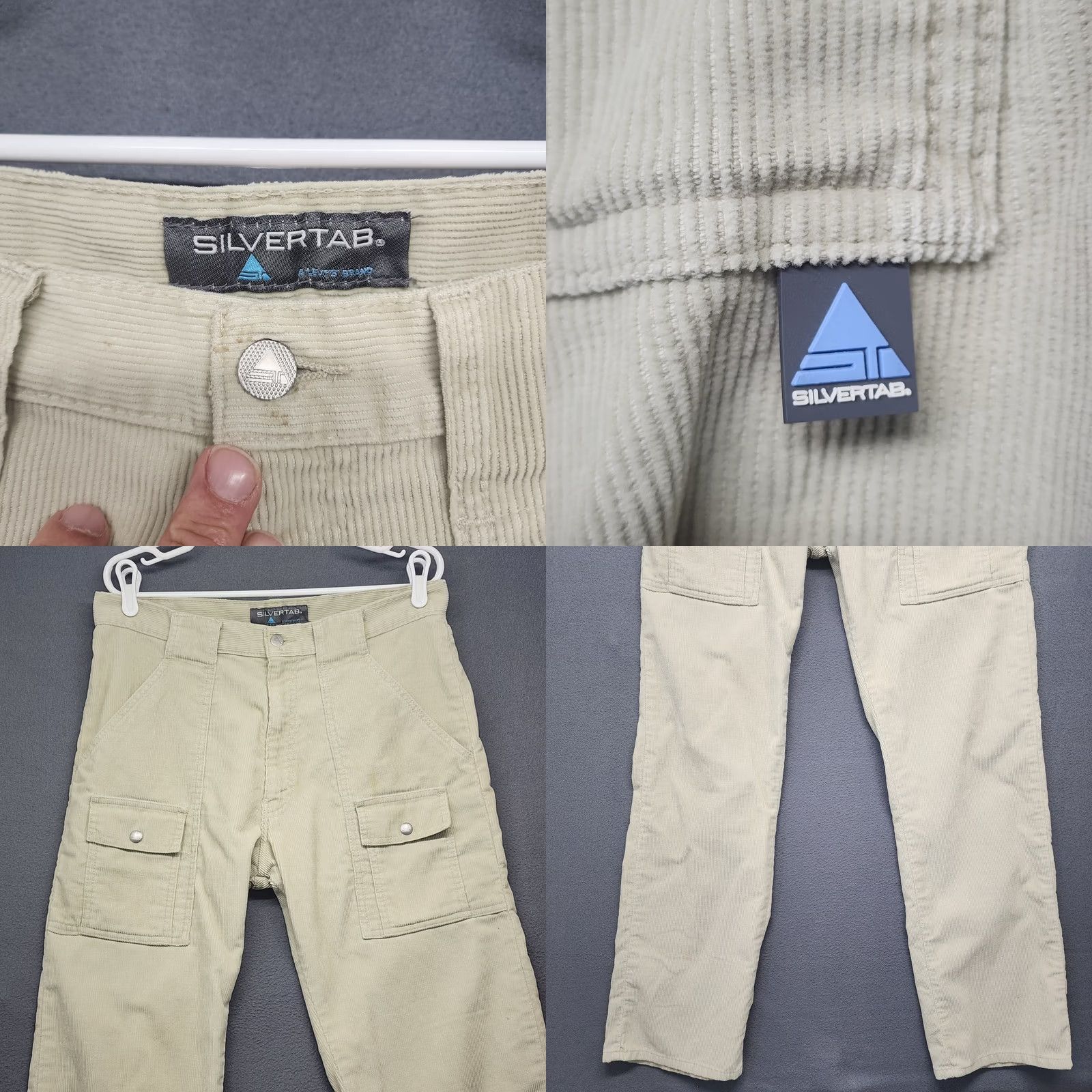 Levi's VINTAGE Levi's Silvertab Cargo Pants 33x34 Corduroy Beige Relaxed Y2K Skater Grunge Cords Mens Size US 33 - 9 Thumbnail