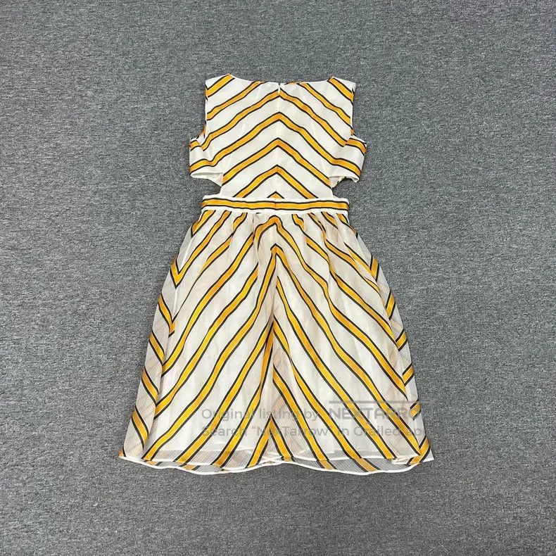 Fendi Fendi Yellow and White Striped High Waist Silk Sleeveless Size M / US 6-8 / IT 42-44 - 5 Thumbnail