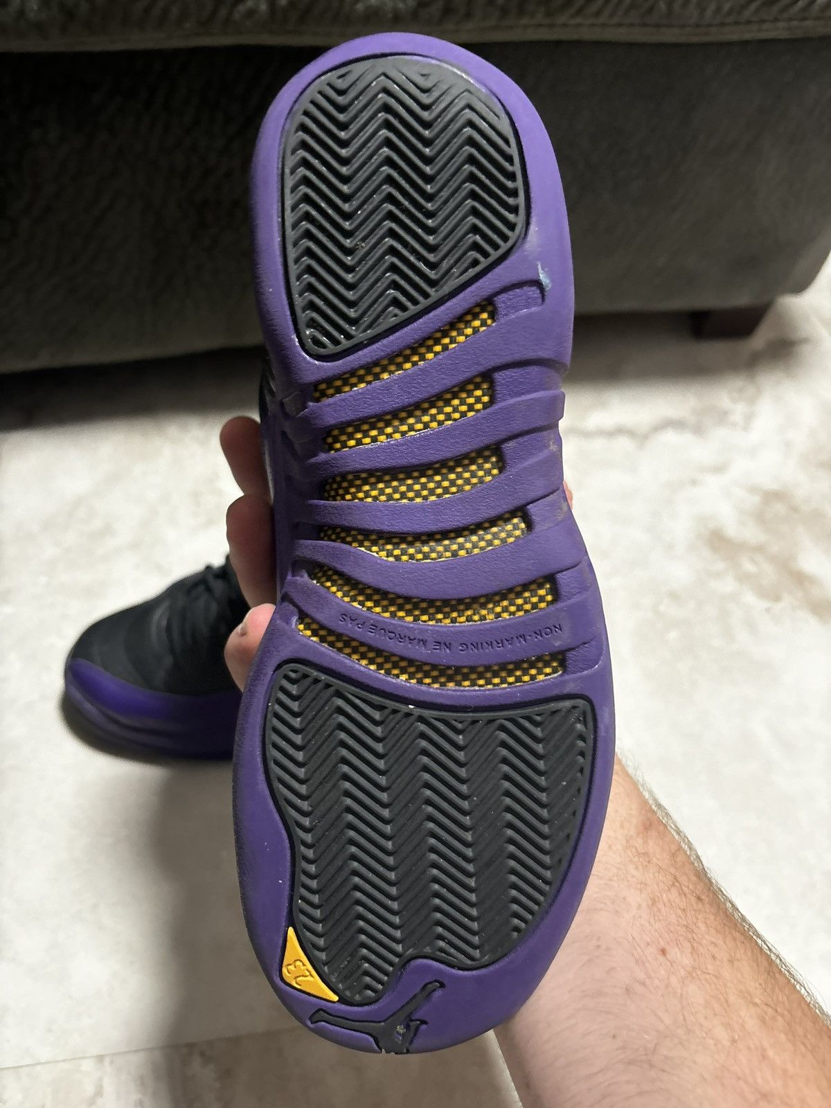 Jordan Brand Purple black & gold Jordan 12’s Size US 6 / EU 39 - 4 Thumbnail
