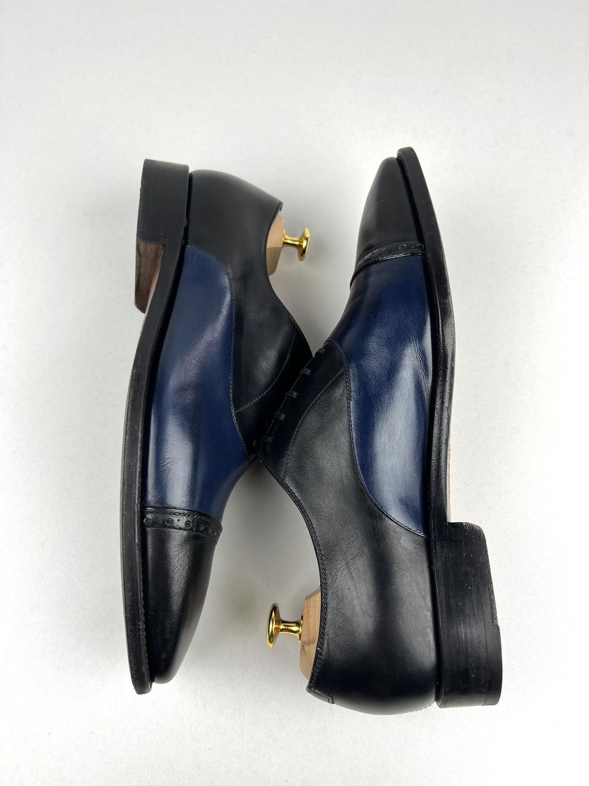 Salvatore Ferragamo SALVATORE FERRAGAMO Leather Oxfords Shoes Black/Blue Men’s Size US 10.5 / EU 43-44 - 11 Thumbnail