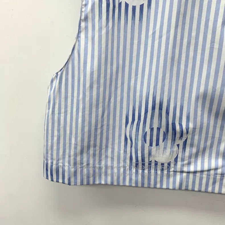 Prada Prada Blue vertical striped floral print cotton lapel sing Size S / US 4 / IT 40 - 4 Thumbnail