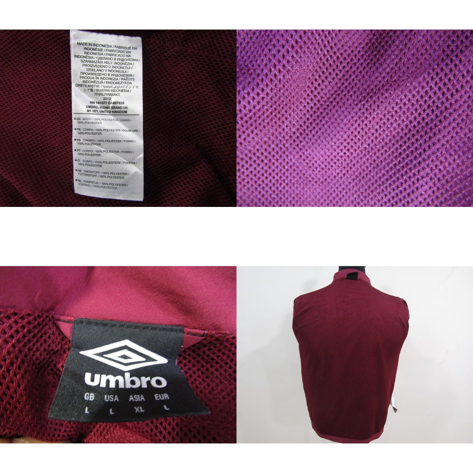 Umbro Umbro Mens Lightweight Jacket Jacket 42/44 Chest L MAROON 42/44 | UK L Mens Umbro West Hand United Lightweight Jacket Size US L / EU 52-54 / 3 - 9 Thumbnail