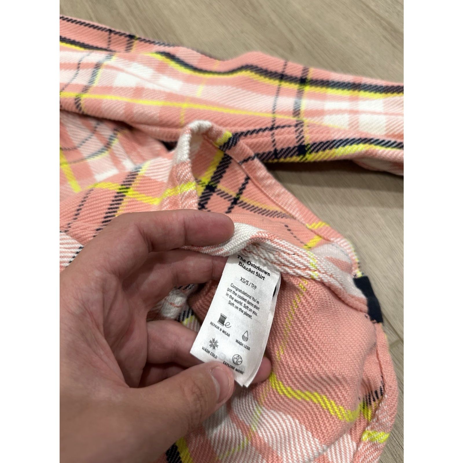 Outerknown Outerknown Plaid Shirt Pink Coral Womens XS/S Heavy Twill Organic Cotton Button-Up Casual Travel Regular Size Size XS / US 0-2 / IT 36-38 - 6 Thumbnail