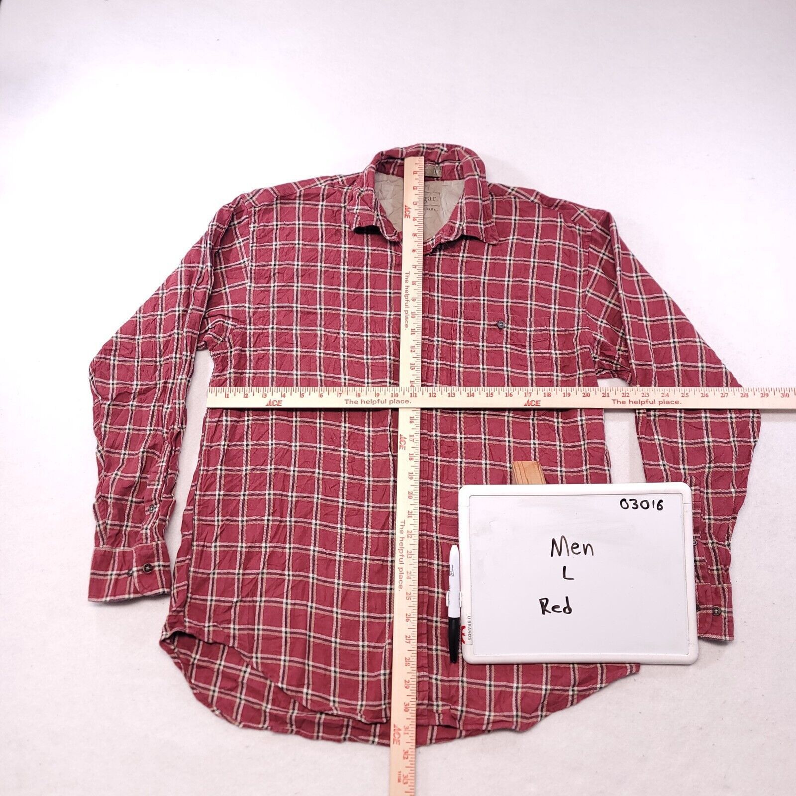 Haggar Haggar Windowpane Flannel Button Up Shirt Mens Size L Red Size US L / EU 52-54 / 3 - 6 Thumbnail