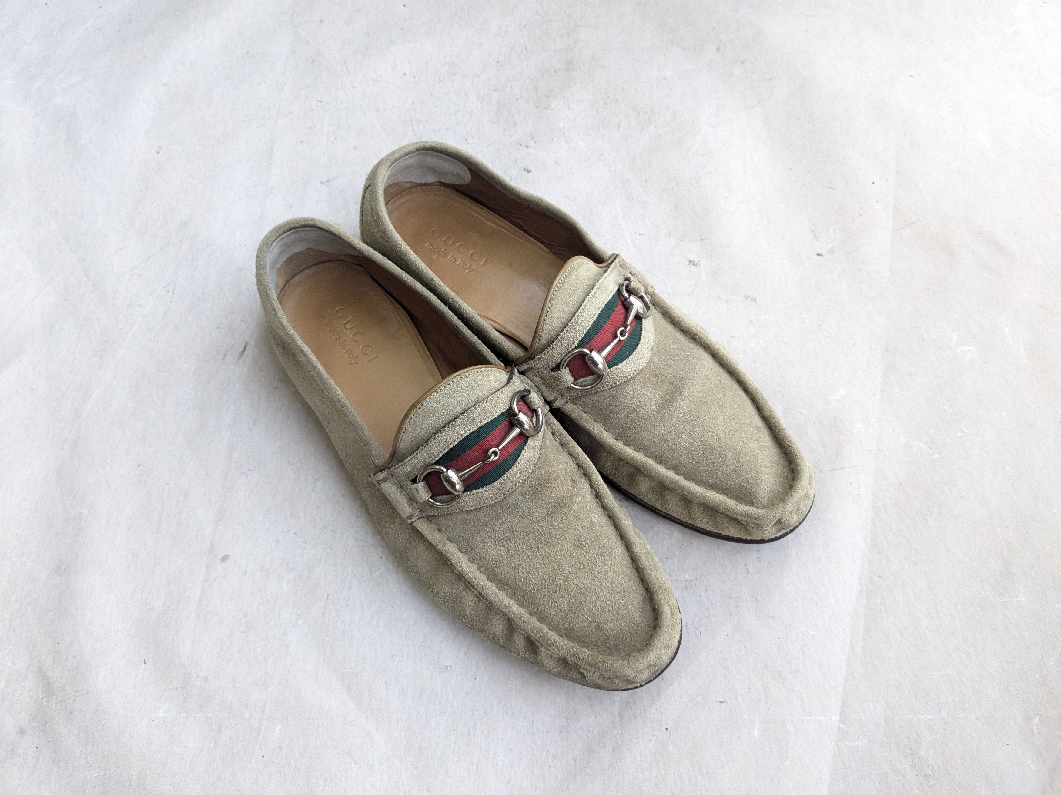 Gucci × Vintage Gucci Horsebit Loafers Beige 11 D Slip Ons Suede Size US 11 / EU 44 - 1 Thumbnail