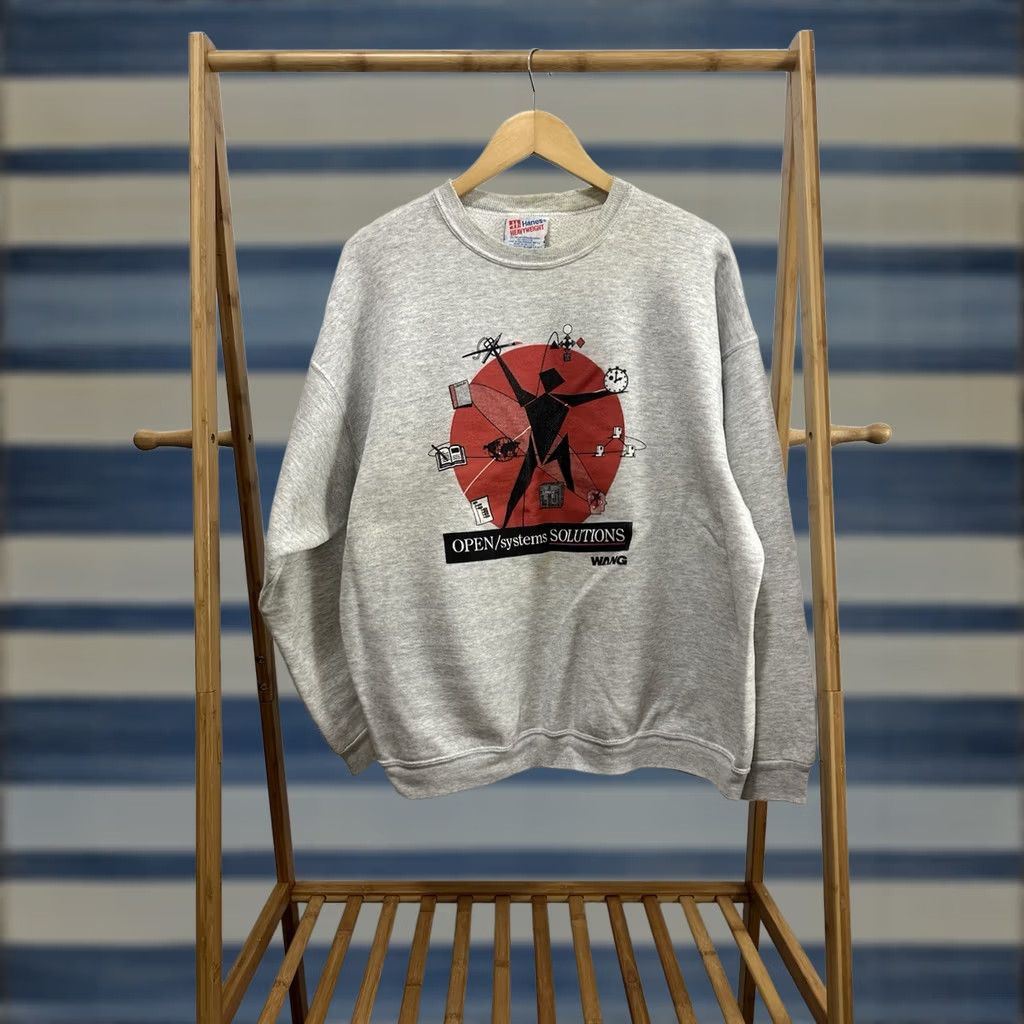 Hanes VTG 90s OSSI Data Storage Sweatshirt XL Gray Mens Hanes Pullover Dressing 90s Open Systems Solutions OSSI WANG Size US XL / EU 56 / 4 - 1 Thumbnail