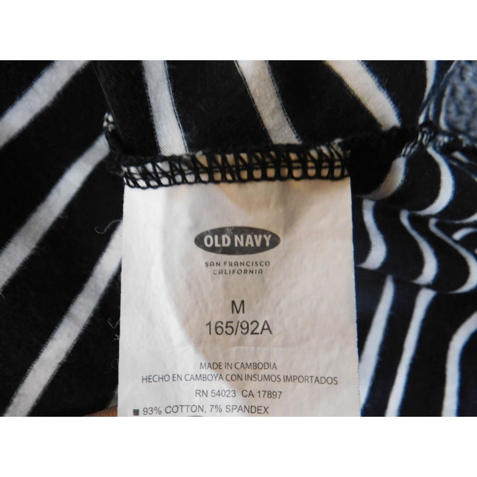 Old Navy Old Navy Dress Midi Black Striped Womens Stretch Cotton V-Neck Raglan Sleeve Long Sleeve Sundress, Casual, black, M, Regular, Women Size M / US 6-8 / IT 42-44 - 6 Thumbnail