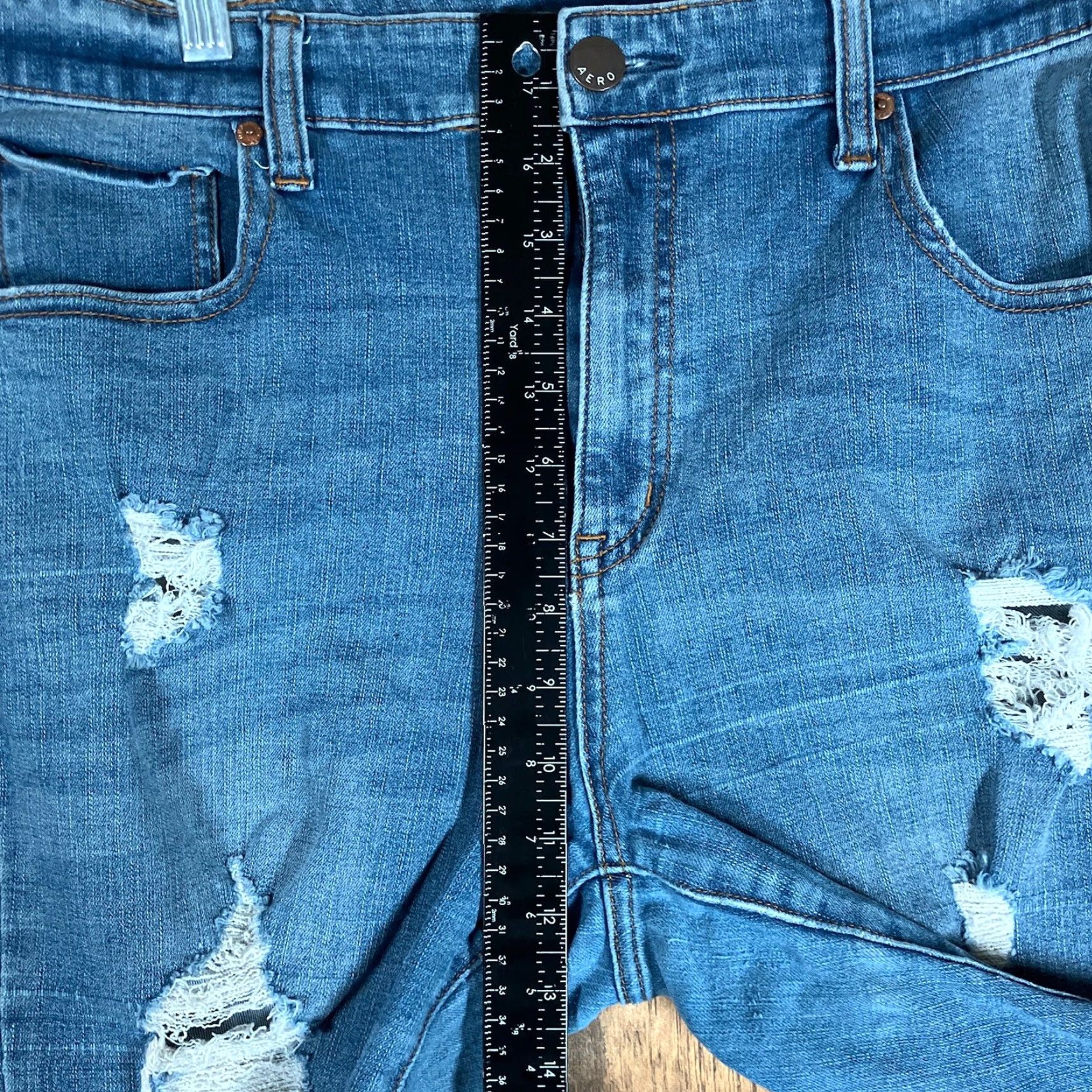 Aeropostale Aeropostale Jeans Blue Denim Cut Offs High Rise Jegging Stretch 14 R Womens Jeans Size 36" / US 14 / IT 50 - 7 Thumbnail