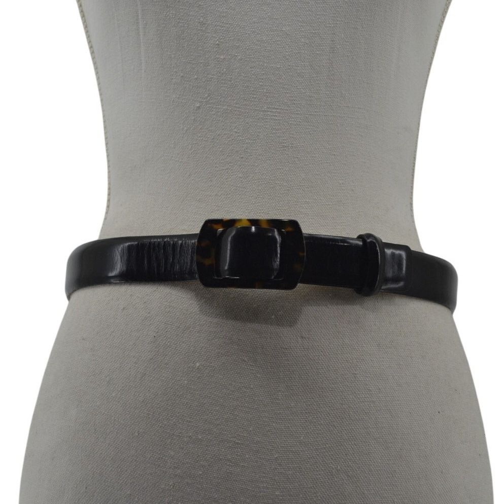 Other Harold Powell Womens Black Leather Belt Italy Minimalist Med Size ONE SIZE - 1 Thumbnail