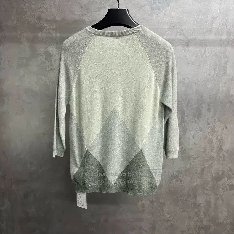 Hermes Hermes Gray Green Color-Blocked Geometric Pattern Knit Swe Size XS / US 0-2 / IT 36-38 - 5 Thumbnail
