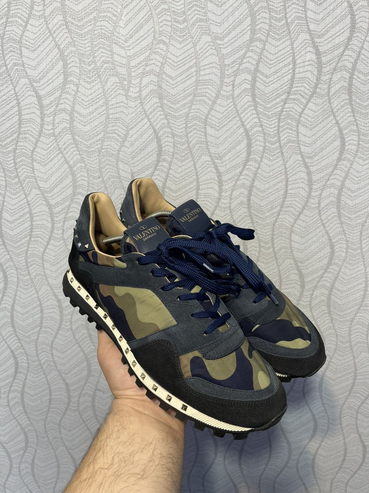 Valentino Valentino Garavani Rockrunner Camo Suede Leather Sneakers Size US 10 / EU 43 - 3 Thumbnail