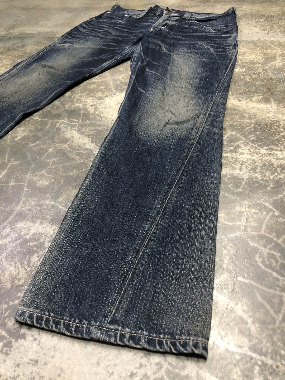 Hysteric Glamour × Japanese Brand Edwin Blue Trip Leg Twisted Washed Denim Size US 34 / EU 50 - 4 Thumbnail