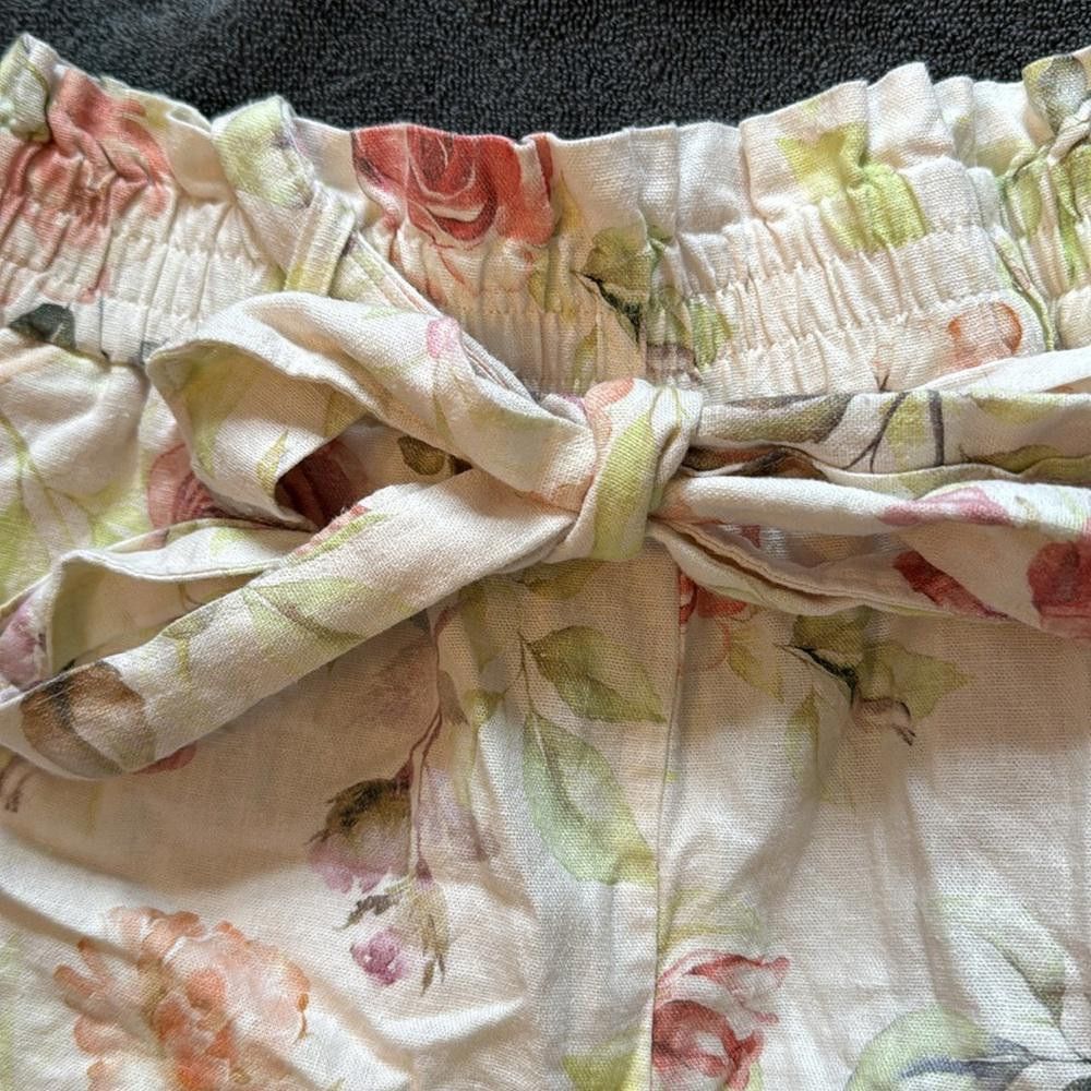 Designer Caroline Constas Floral Linen Crochet Belted Summer Shorts Size 25" / US 0 / IT 36 - 5 Thumbnail