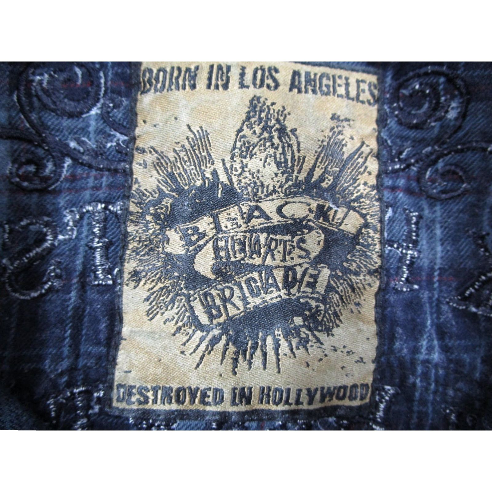 Vintage VINTAGE Black Hearts Brigade Shirt Mens Large Blue Plaid Long Sleeve Button Up Biker Rock Size US L / EU 52-54 / 3 - 2 Thumbnail