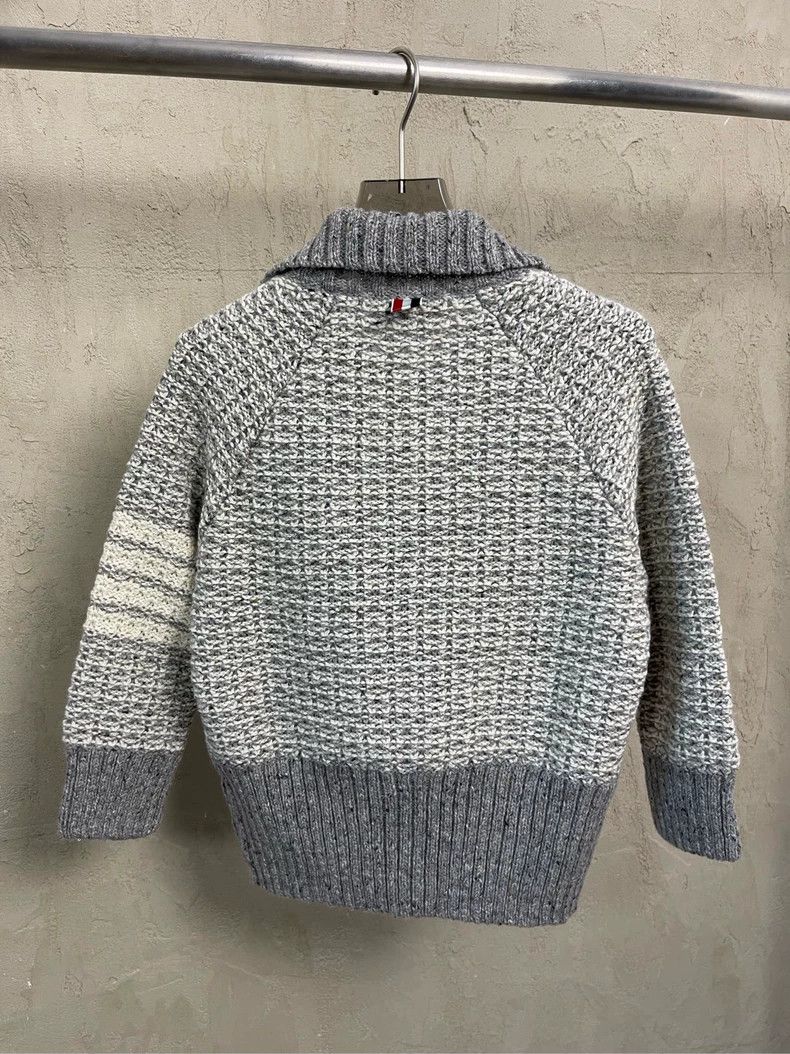 Thom Browne Thom Browne Gray four-striped wool horsehair cardigan sweat Size XS / US 0-2 / IT 36-38 - 3 Thumbnail