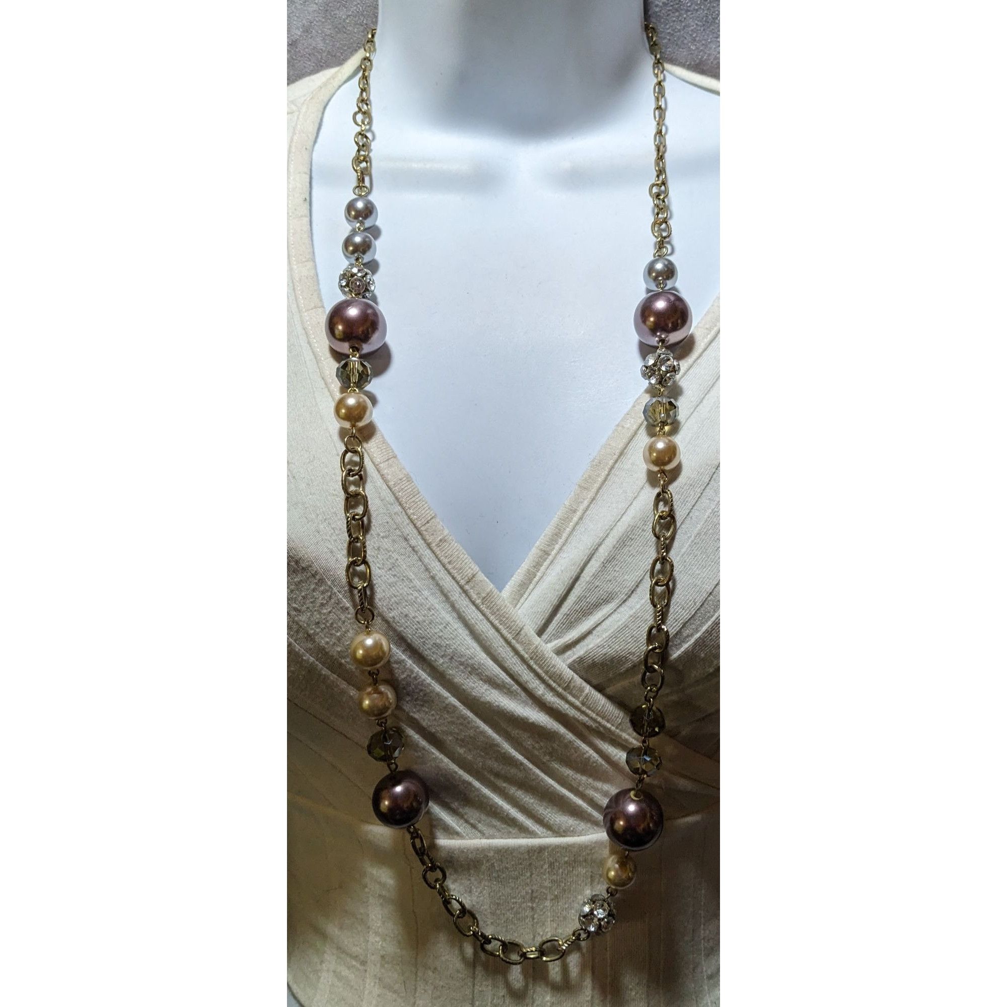 Loft Glam Pearl Ann Taylor Loft Chain Beaded Necklace Size ONE SIZE - 5 Thumbnail