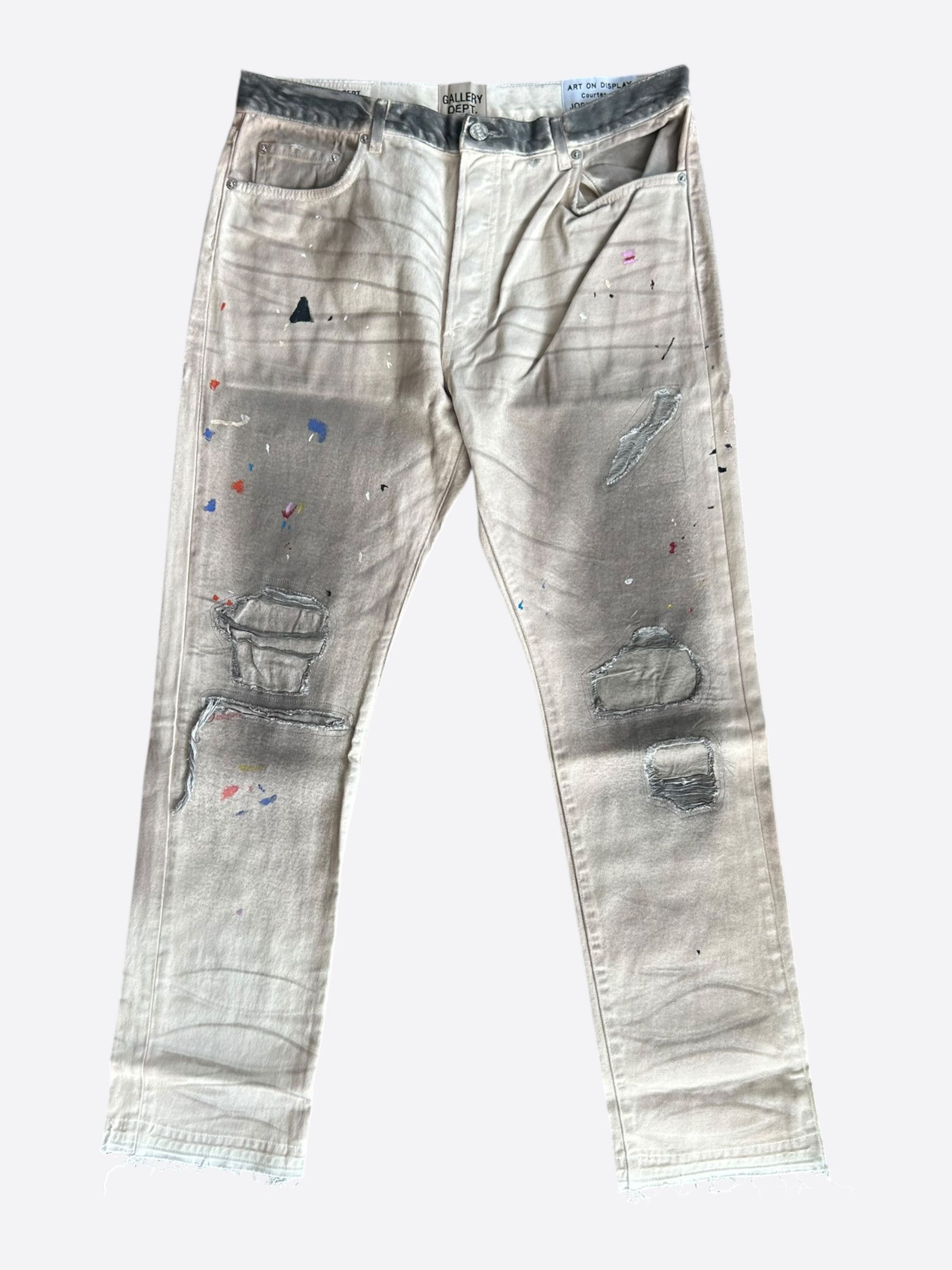 Gallery Dept. Gallery Dept Beige Paint Splatter Distressed Carpenter Pants Size US 34 / EU 50 - 1 Thumbnail