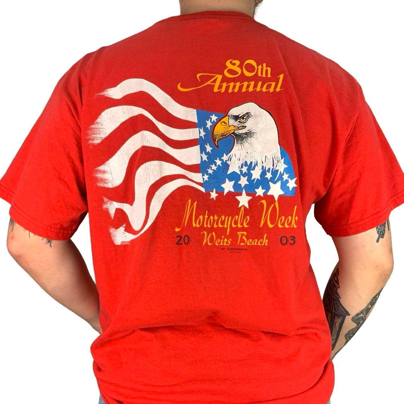 Fruit Of The Loom × Vintage Vintage Patriotic Bike Week T-shirt Size US XL / EU 56 / 4 - 1 Thumbnail
