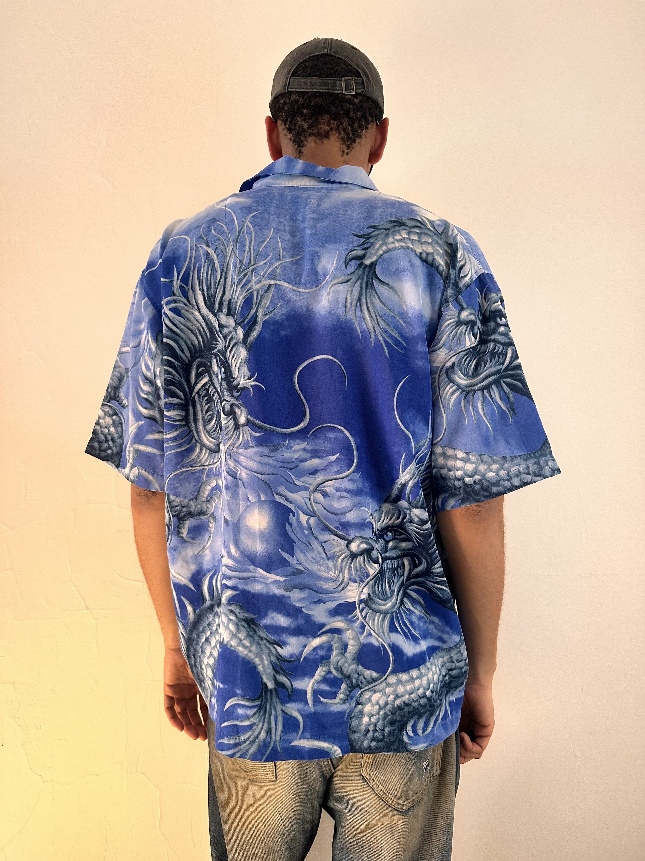 Vintage VINTAGE Y2K NO BOUNDARIES BLUE DRAGON PRINT SHIRT_LARGE Size US L / EU 52-54 / 3 - 4 Thumbnail