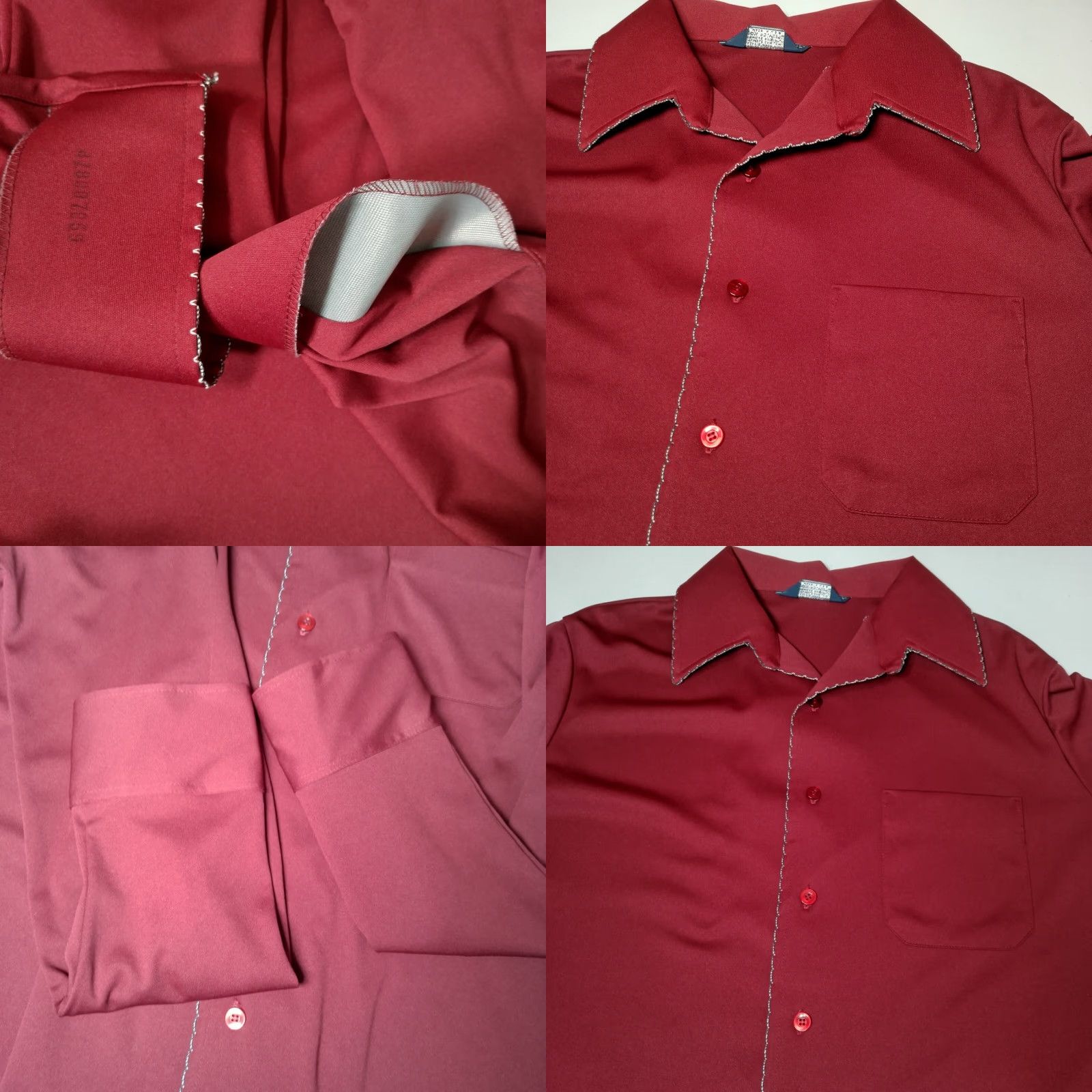 Vintage VINTAGE Career Club Shirt 1970s Grandpacore Mens Long Sleeve Button-Up Collared Maroon Polyester Stretch Regular L Size US L / EU 52-54 / 3 - 8 Thumbnail