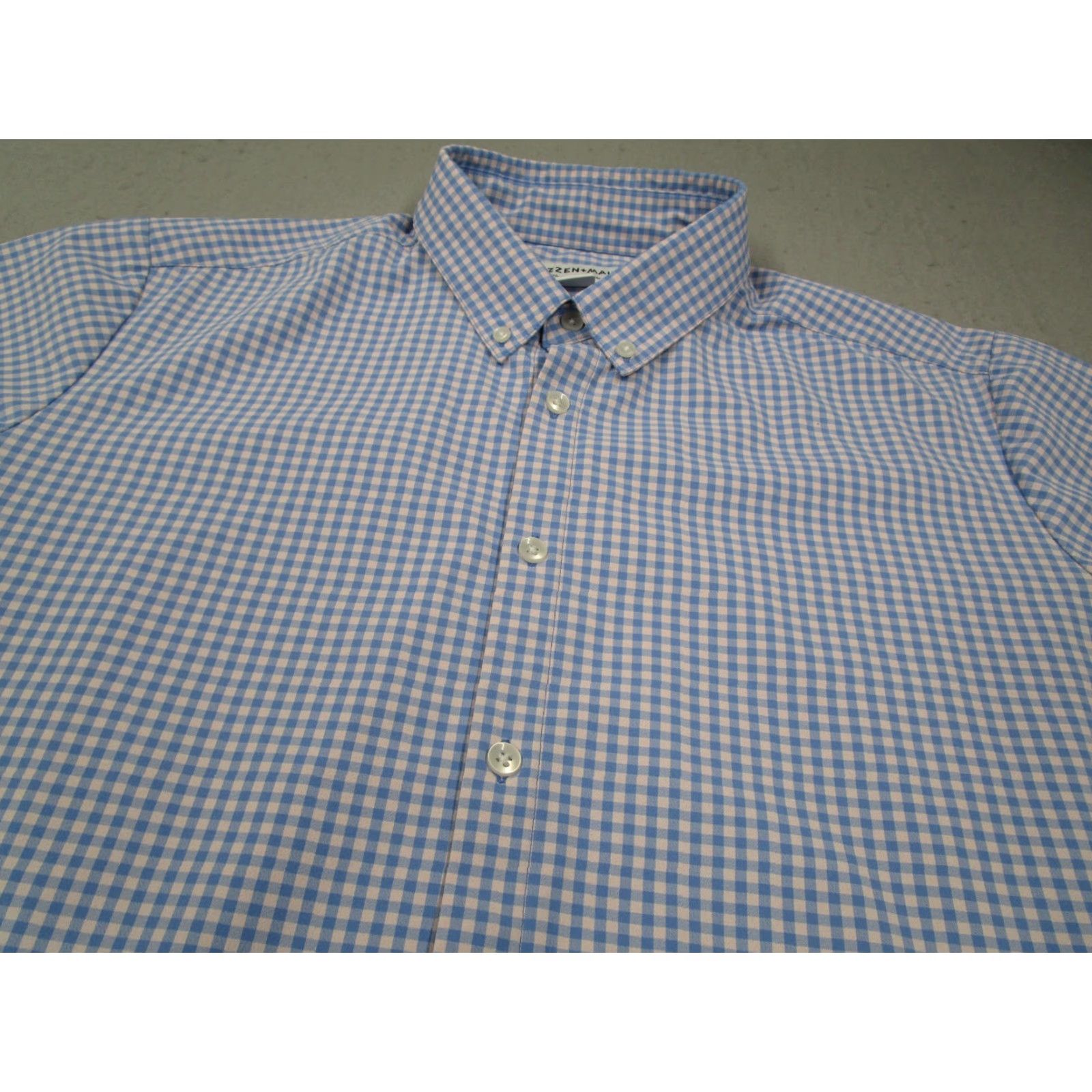 Mizzen+Main Mizzen+Main Shirt Mens Large Blue Check Button-Up Performance Stretch Slim Size US L / EU 52-54 / 3 - 2 Thumbnail